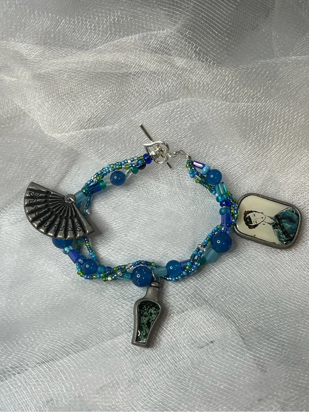 Artisan Glass Bead Charm Bracelet - Asian Inspired Charms (FL1118)